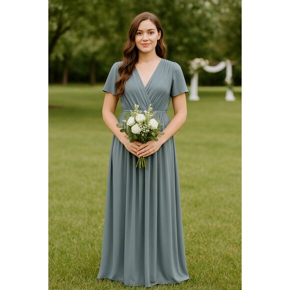 NEW Baltic Born Kristina Maxi Dress in Dusty Blue Size Small - Missing Belt - Picture 1 of 8